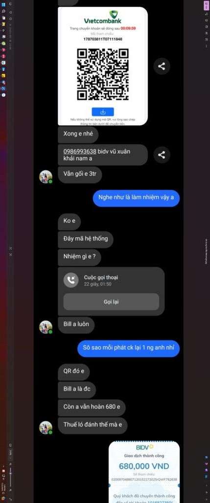 1016827350 NGUYEN HUU THIEN VCB bị cảnh báo lừa đảo scam