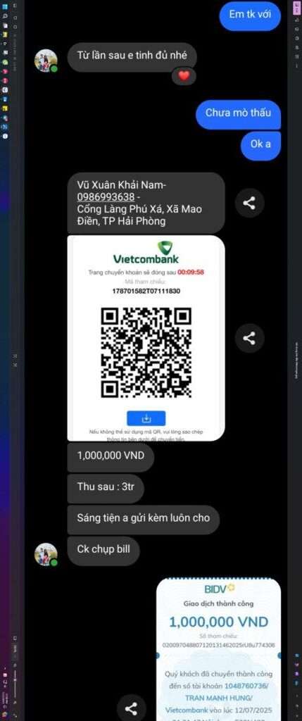 1016827350 NGUYEN HUU THIEN VCB bị cảnh báo lừa đảo scam