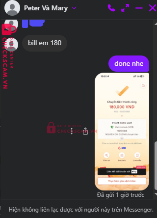 1021172888 PHAM XUAN LAM VCB bị cảnh báo lừa đảo scam