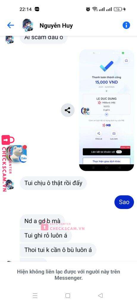 102172 Le Duc Dung MB bị cảnh báo lừa đảo scam