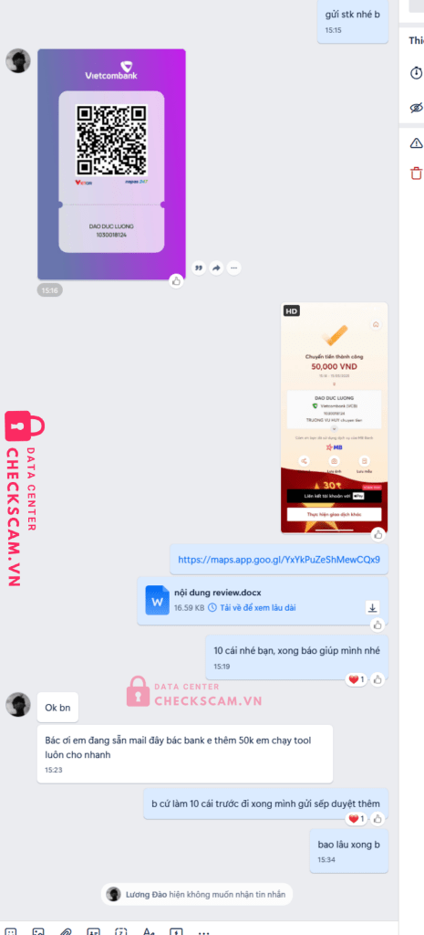 1030018124 Dao Duc Luong VCB bị cảnh báo lừa đảo scam