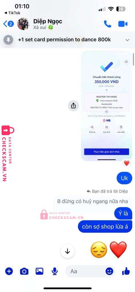 1044966392 NGUYEN THI HANG VCB bị cảnh báo lừa đảo scam