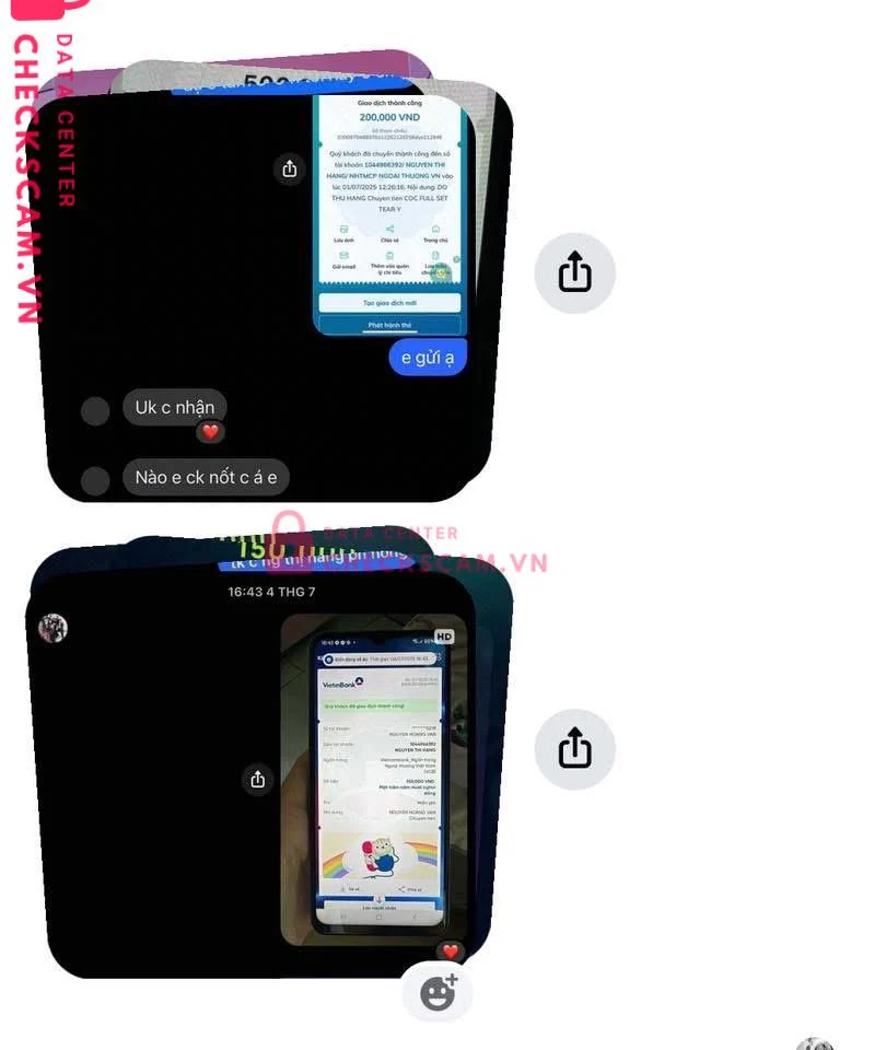 1044966392 NGUYEN THI HANG VCB bị cảnh báo lừa đảo scam