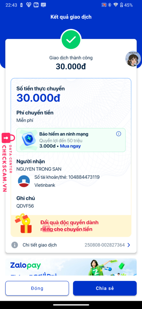 104884473119 NGUYEN TRONG SAN VietinBank bị cảnh báo lừa đảo scam
