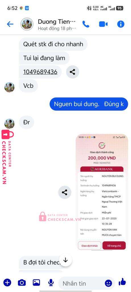 1049689436 BUI TIEN DUNG Vietcombank bị cảnh báo lừa đảo scam