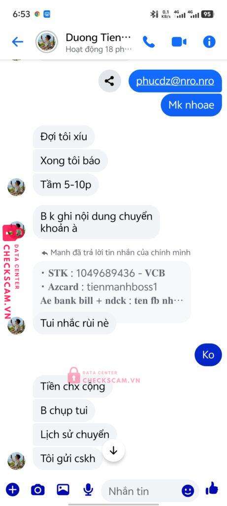 1049689436 BUI TIEN DUNG Vietcombank bị cảnh báo lừa đảo scam
