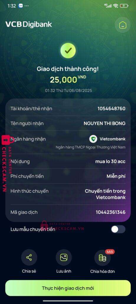 1054648760 LE NGOC THAO VCB bị cảnh báo lừa đảo scam