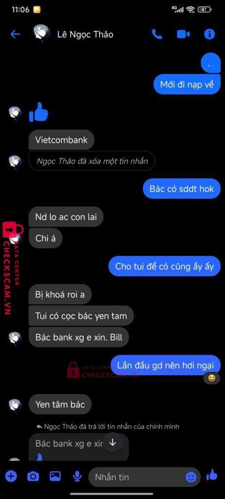 1054648760 NGUYEN THI BONG VCB bị cảnh báo lừa đảo scam
