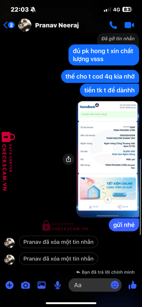 105602040308 PHAM NGUYEN KHANH TAM Vietinbank bị cảnh báo lừa đảo scam