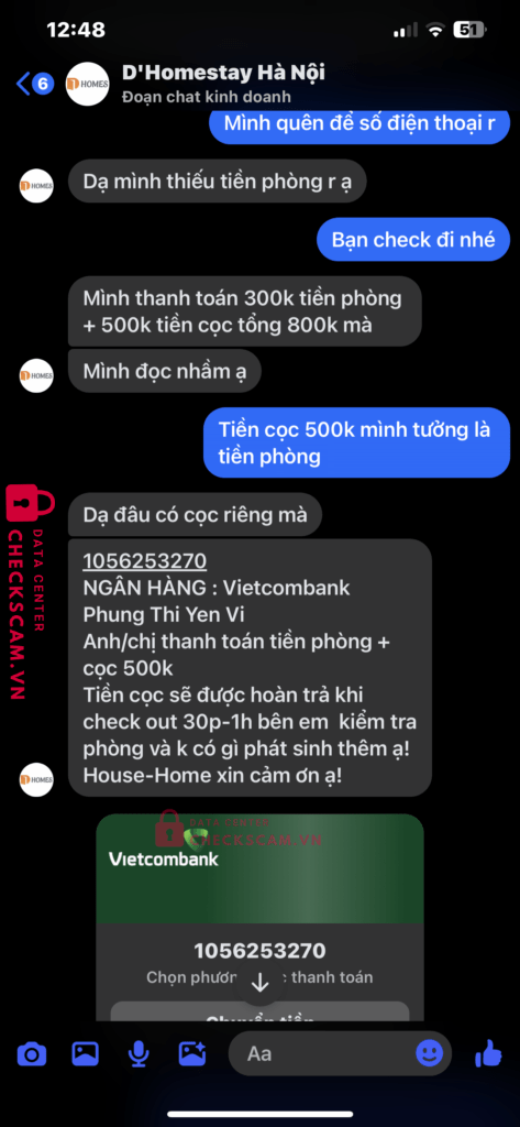 1056253270 Phung Thi Yen Vi VCB bị cảnh báo lừa đảo scam