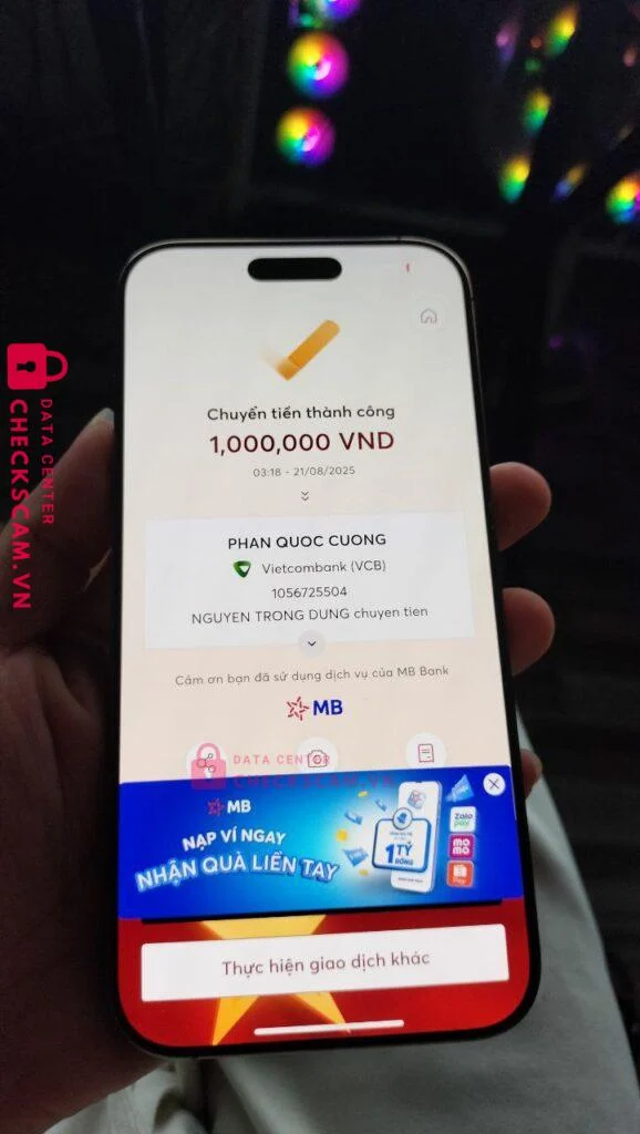1056725504 PHAN QUOC CUONG VCB bị cảnh báo lừa đảo scam