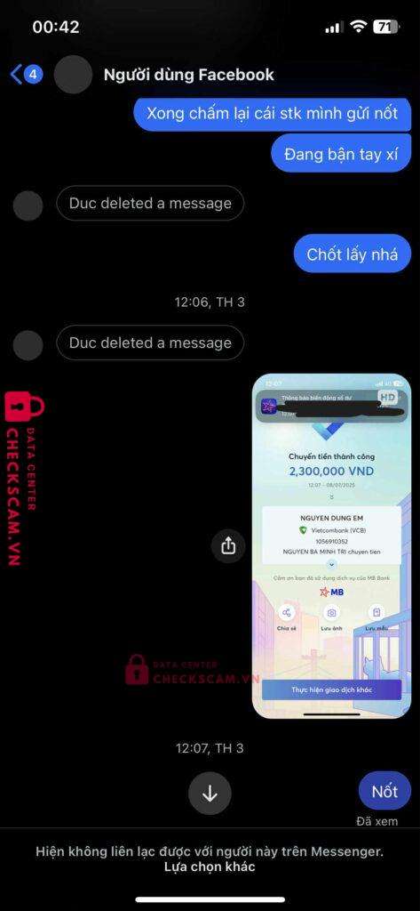 1056910352 NGUYEN DUNG EM VCB bị cảnh báo lừa đảo scam