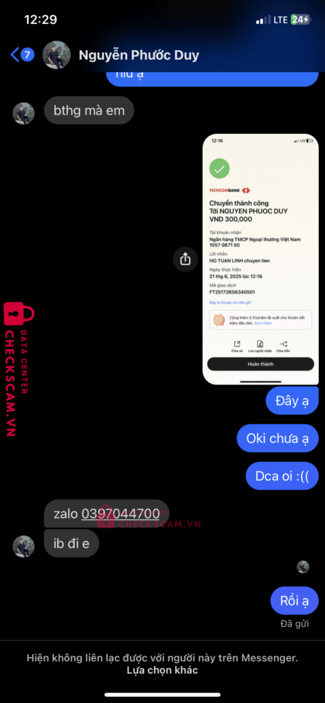 1057087105 NGUYEN PHUOC DUY VCB bị cảnh báo lừa đảo scam