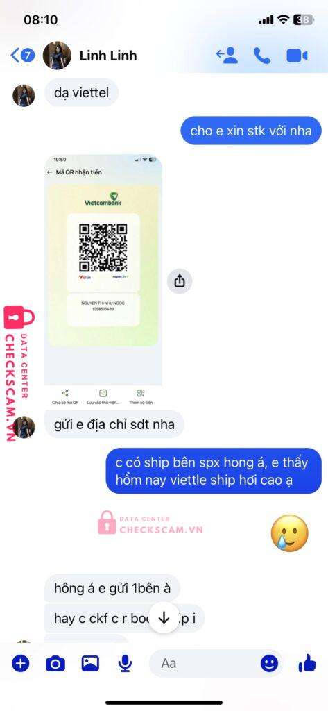 1058515489 Nguyen Thi Nhu Ngoc VCB bị cảnh báo lừa đảo scam