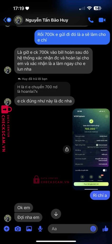 1059676441 DANG QUOC HAI VCB bị cảnh báo lừa đảo scam