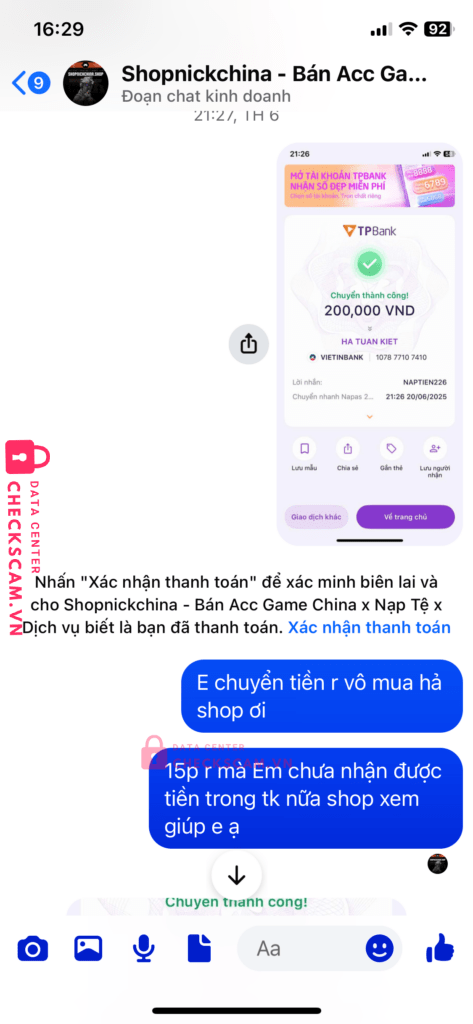 107877107410 HA TUAN KIET Vietinbank bị cảnh báo lừa đảo scam