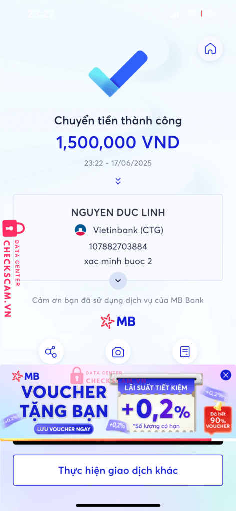 107882703884 NGUYEN DUC LINH Vietinbank bị cảnh báo lừa đảo scam