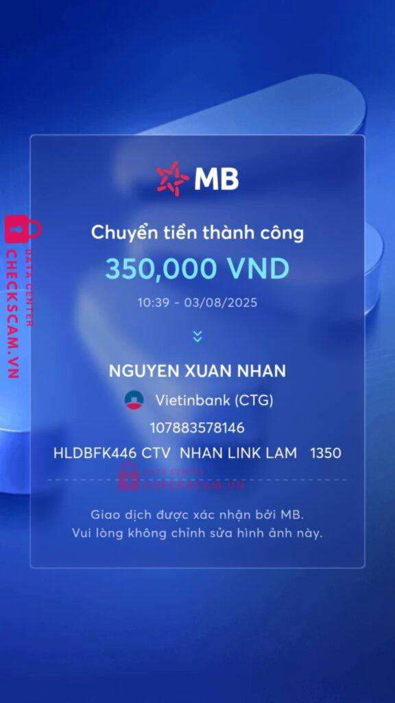 107883578146 NGUYEN XUAN NHAN Vietinbank bị cảnh báo lừa đảo scam
