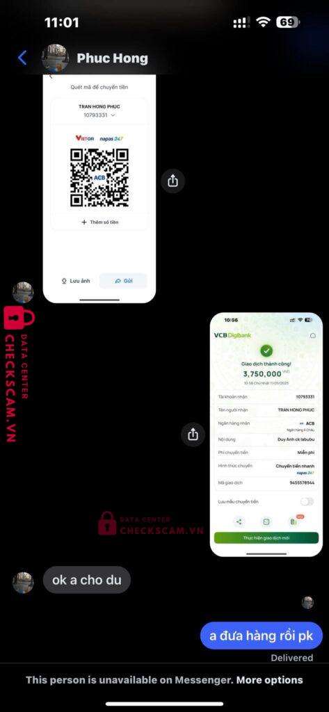 10793331 Tran Hong Phuc ACB bị cảnh báo lừa đảo scam