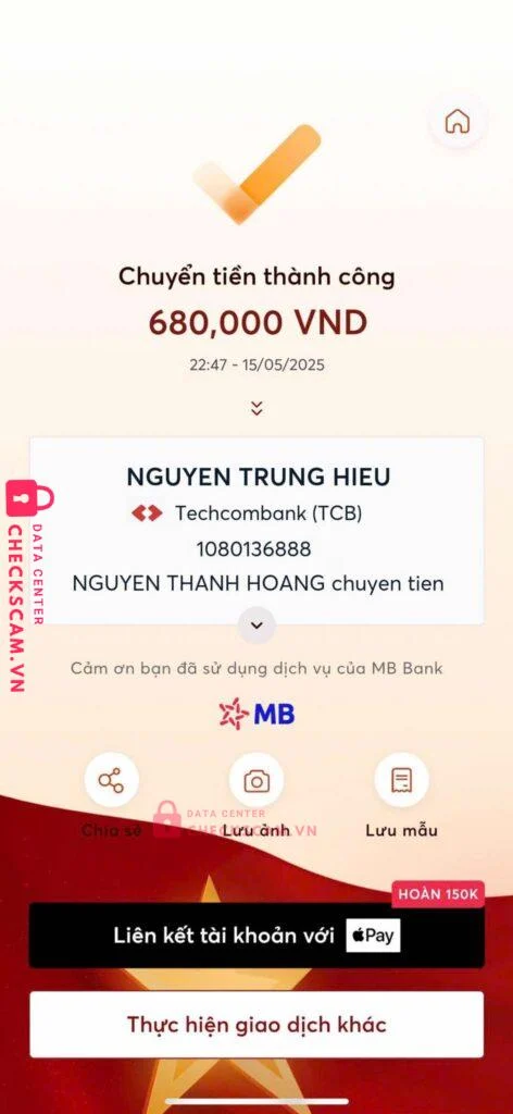 1080136888 Nguyen Trung Hieu Techcombank bị cảnh báo lừa đảo scam