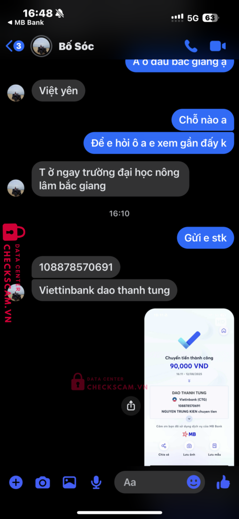 108878570691 DAO THANH TUNG Vietinbank bị cảnh báo lừa đảo scam