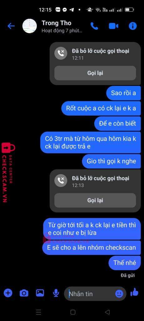 109876370022 NGUYEN TRONG THO MB bị cảnh báo lừa đảo scam