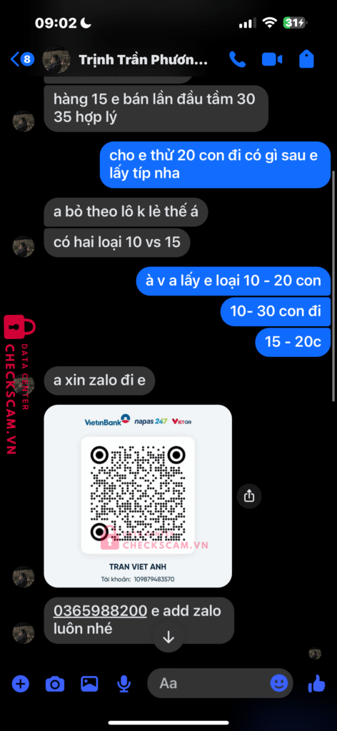 109879483570 TRAN VIET ANH Vietinbank bị cảnh báo lừa đảo scam