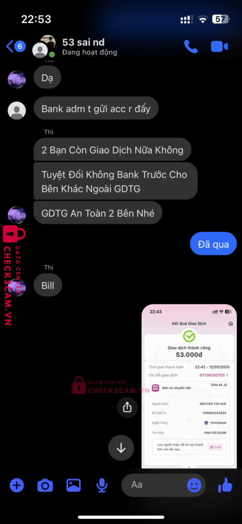 109882042834 Nguyen Thi Hue Vietinbank bị cảnh báo lừa đảo scam