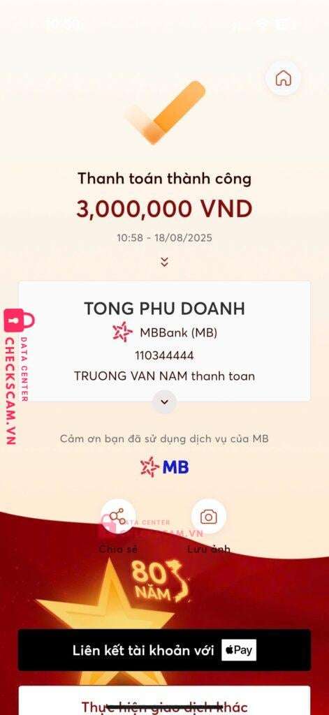 110344444 Tong Phu Doanh MB bị cảnh báo lừa đảo scam