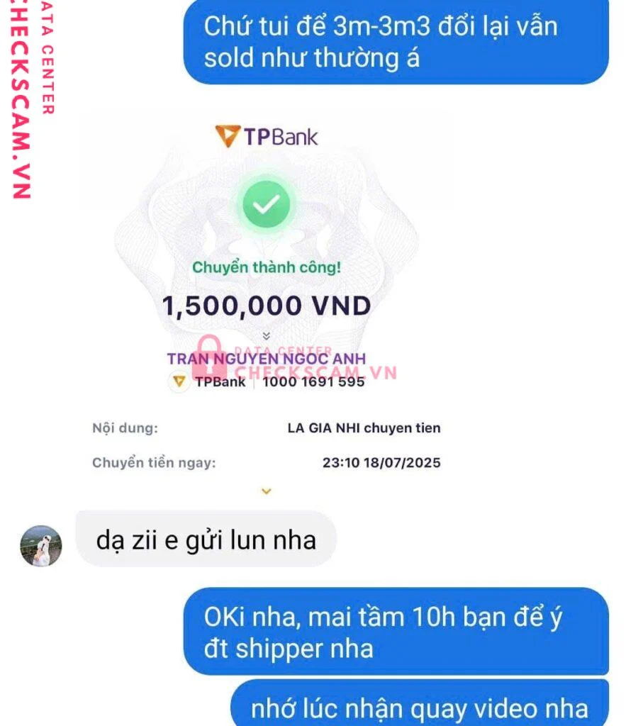11133518888 TRAN NGUYEN NGOC ANH TP BANK bị cảnh báo lừa đảo scam