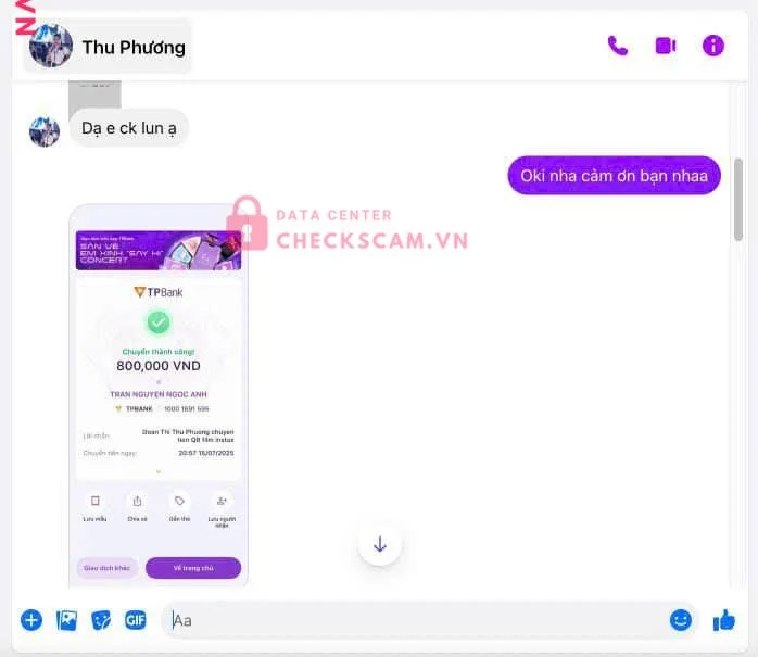 11133518888 TRAN NGUYEN NGOC ANH TP BANK bị cảnh báo lừa đảo scam