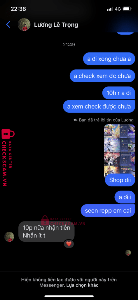 1126081077777 LE TRONG LUONG MB bị cảnh báo lừa đảo scam