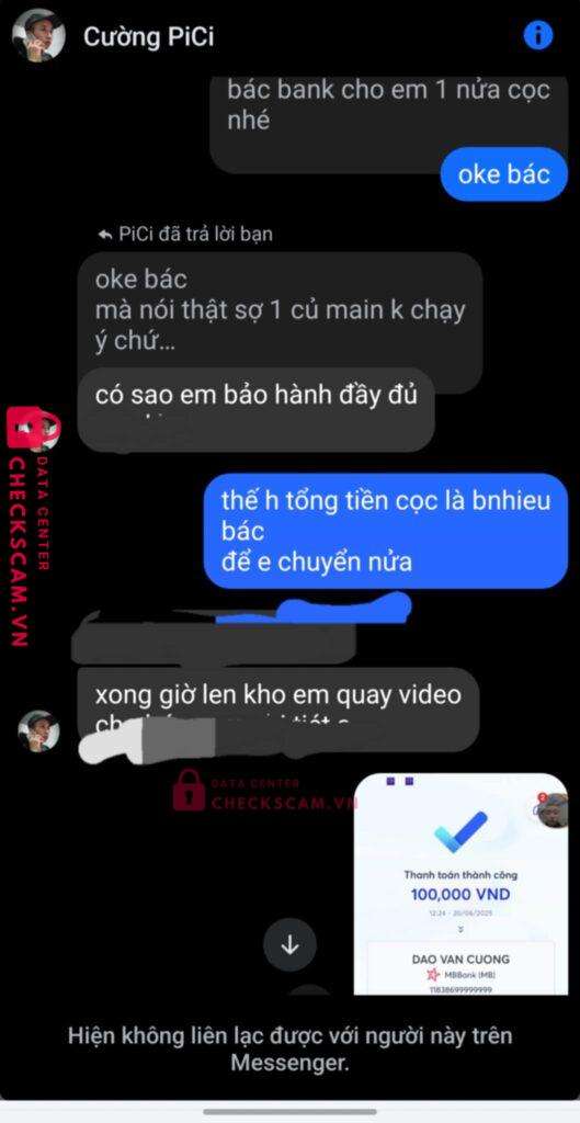 11838699999999 DAO VAN CUONG MB bị cảnh báo lừa đảo scam