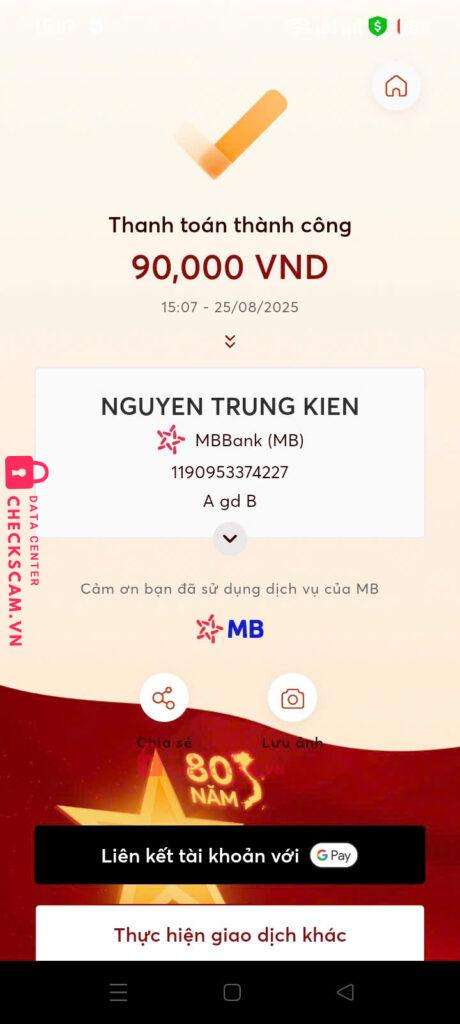 1190953374227 Nguyen Trung Kien MB bị cảnh báo lừa đảo scam