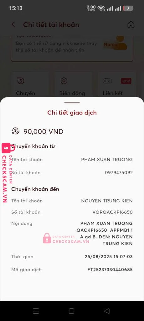 1190953374227 Nguyen Trung Kien MB bị cảnh báo lừa đảo scam