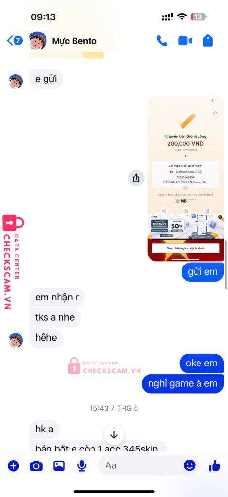12090567899 Le Tran Quoc Viet Techcombank bị cảnh báo lừa đảo scam