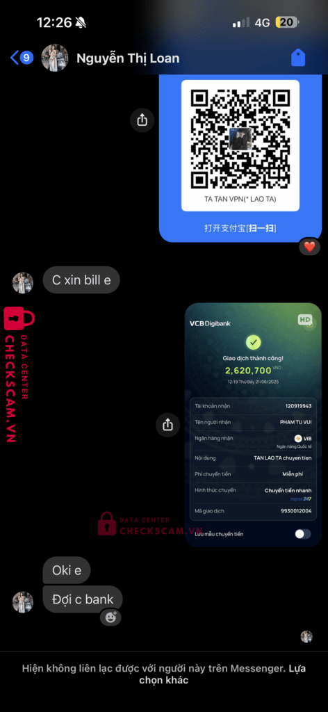 120919943 PHAM TU VUI VIB bị cảnh báo lừa đảo scam