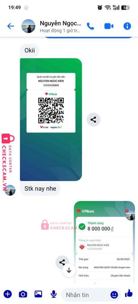 12325426868 NGUYEN NGOC KIEN VP BANK bị cảnh báo lừa đảo scam