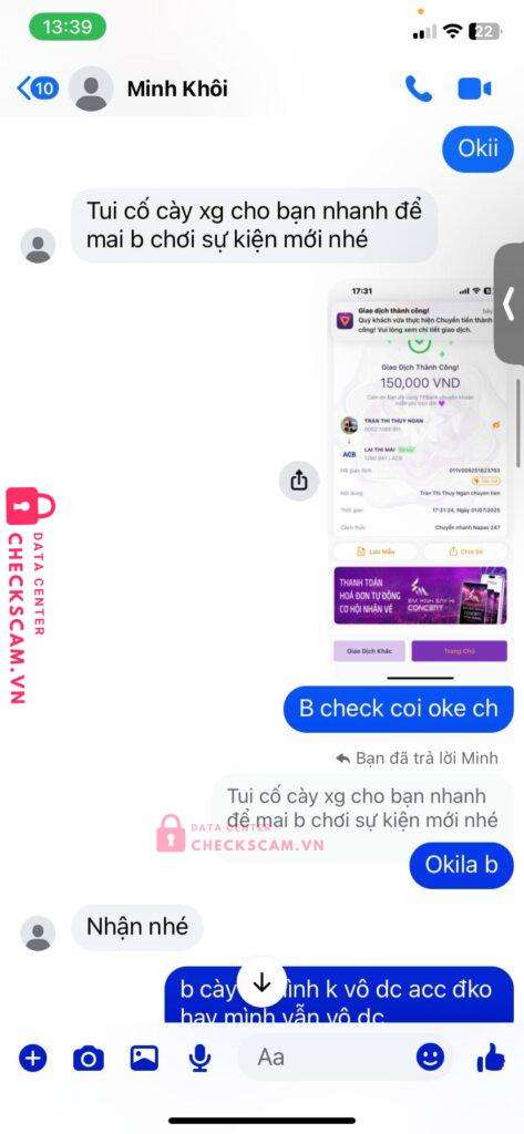 1260881 LAI THI MAI ACB bị cảnh báo lừa đảo scam