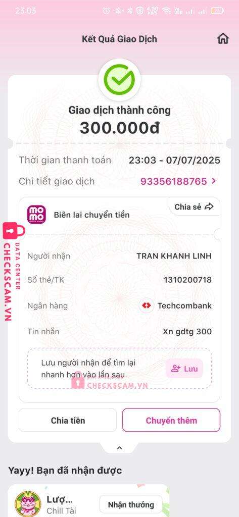 1310200718 TRAN KHANH LINH Techcombank bị cảnh báo lừa đảo scam