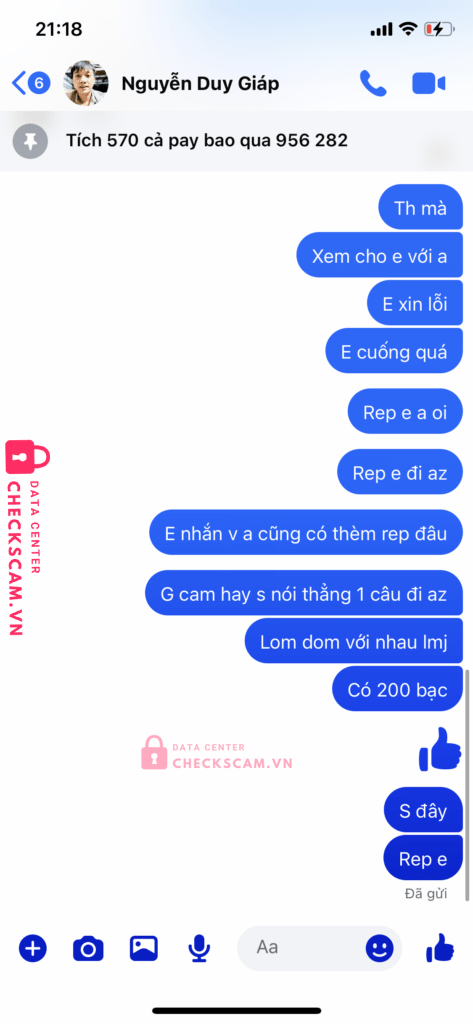 13145566778899 NGUYEN DUY GIAP MB bị cảnh báo lừa đảo scam