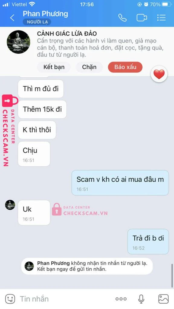 1328497961 PHAN THI PHUONG VCB bị cảnh báo lừa đảo scam