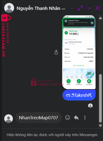 133210408 NGUYEN THANH NHAN MB bị cảnh báo lừa đảo scam