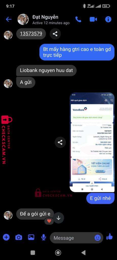 13573579 NGUYEN HUU DAT Liobank bị cảnh báo lừa đảo scam