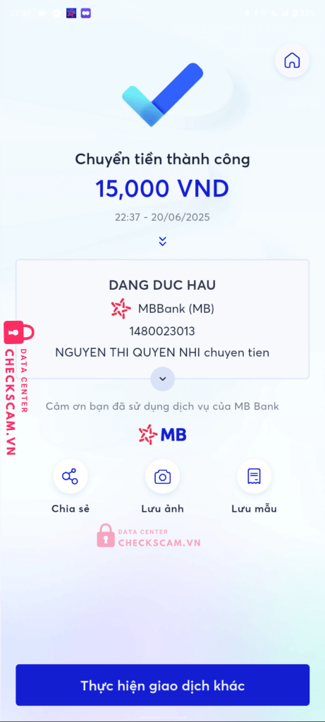 1480023013 DANG DUC HAU MB bị cảnh báo lừa đảo scam