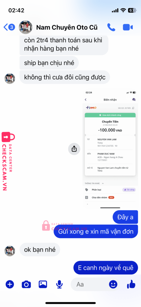 15779991 PHAM DUC NAM ACB bị cảnh báo lừa đảo scam