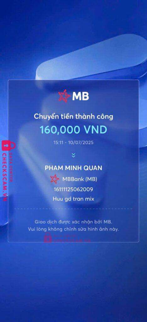16111125062009 PHAN MINH QUAN MB bị cảnh báo lừa đảo scam