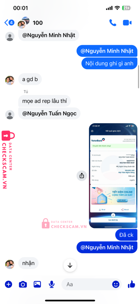 1653777777 NGUYEN MINH NHAT MB bị cảnh báo lừa đảo scam