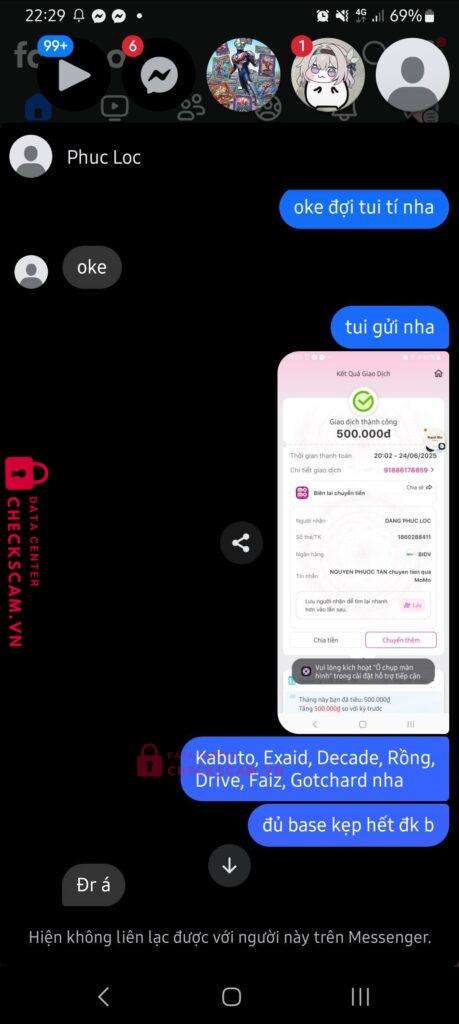 1860288411 DANG PHUC LOC BIDV bị cảnh báo lừa đảo scam