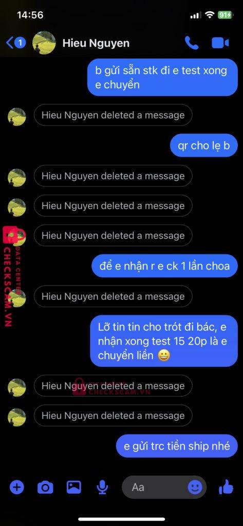 190080906912 TRAN TRUNG HIEU NCB bị cảnh báo lừa đảo scam